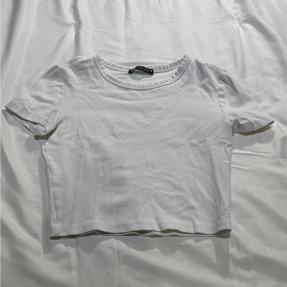 ZARA cropped white t-shirt